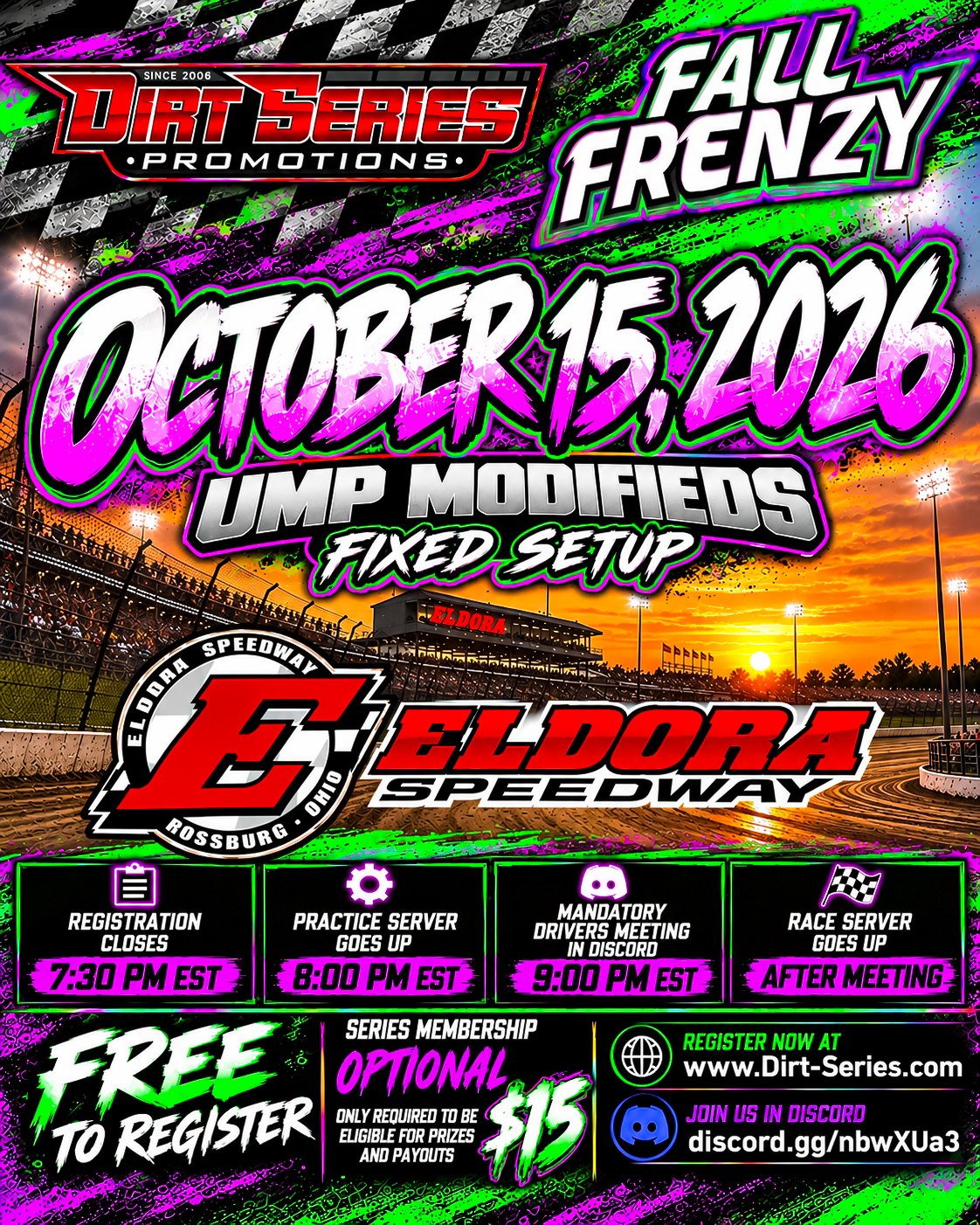 Fall Frenzy — 2026 Season — Race #1 Event Flyer